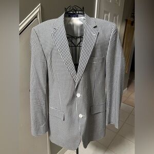 Alan Flusser Blazer Mens 40R Blue Plaid Suit Sports Jacket
